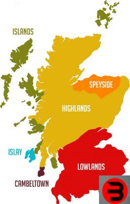 Production areas of Scottish whiskey